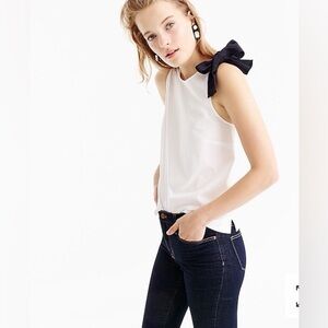 J.CREW Bow Shoulder Top in White. Size 2